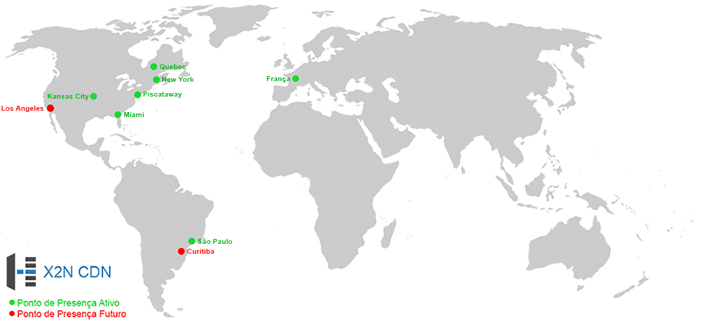 Mapa de Cobertura do serviço de CDN X2 Network (Clique para Ampliar) Mapa de Cobertura do serviço de CDN X2 Network